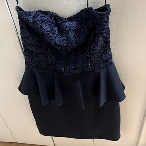 Aqua Peplum Strapless dress